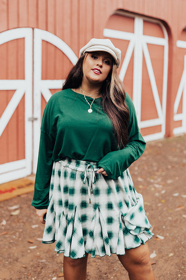A Good Year Shift Top In Hunter Green Curves