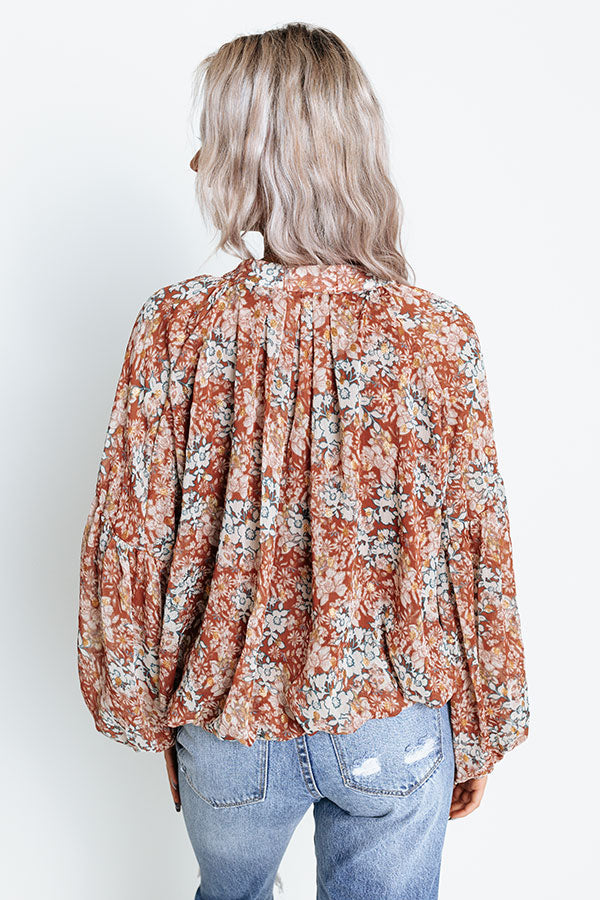 Never Stray Floral Top In Rust
