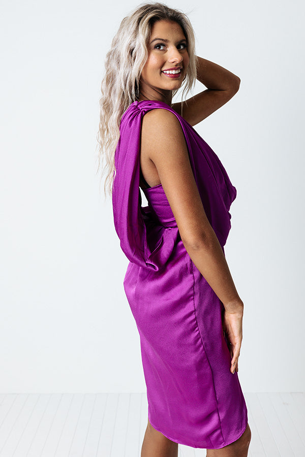 Eyes On The Prize One Shoulder Dress In Orchid