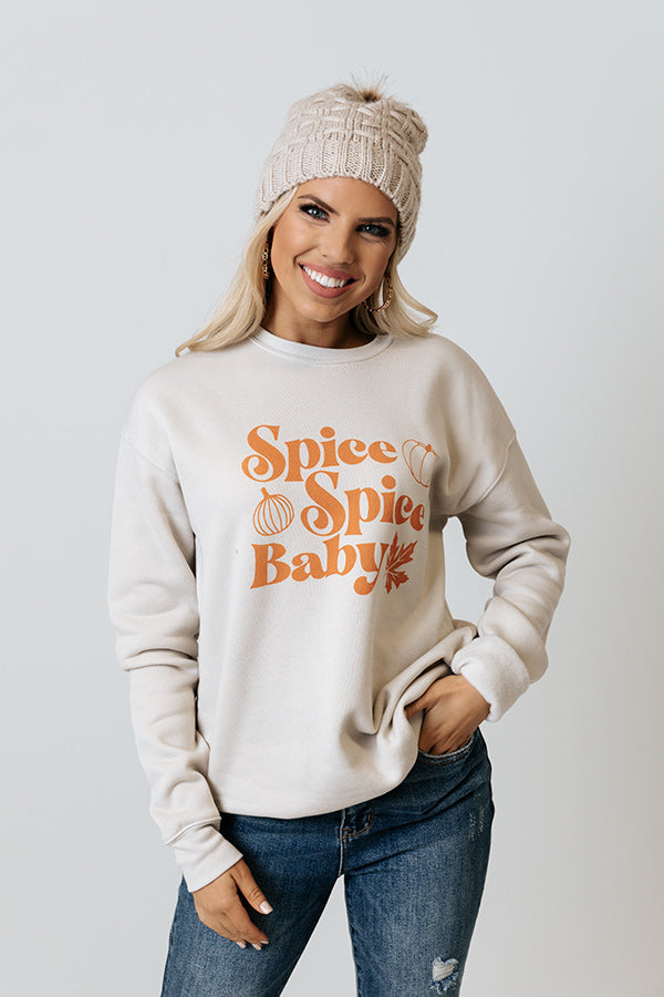 Spice Spice Baby Graphic Sweatshirt in Stone