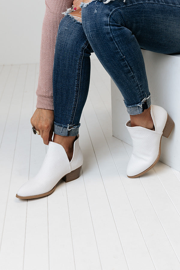 Cherish Snake Print Bootie in White