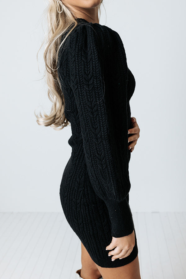 Lattes Are My Love Language Sweater Dress In Black
