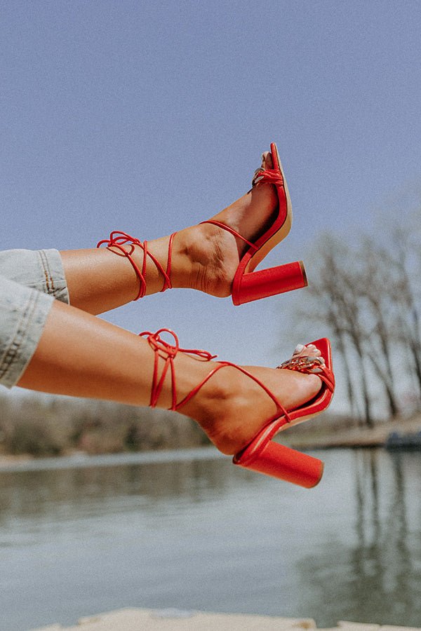 The Emilio Lace Up Heel In Red