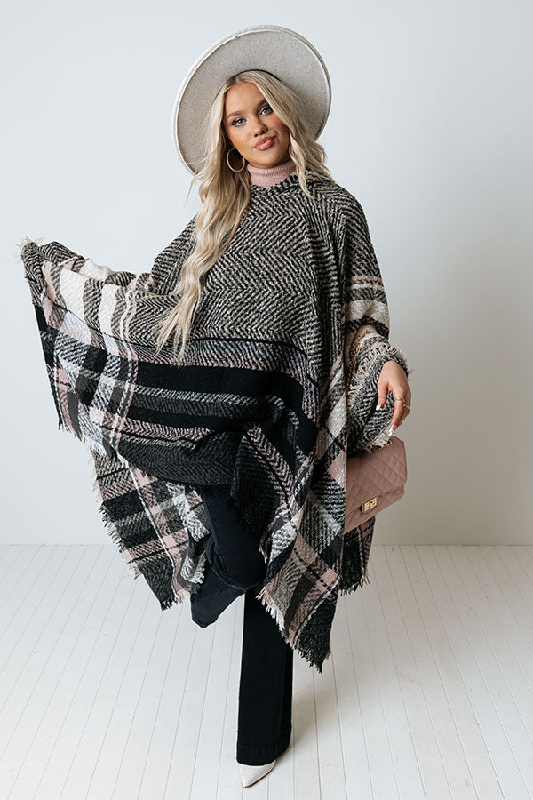 Cuddle Down Poncho In Black