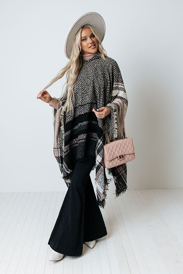 Cuddle Down Poncho In Black