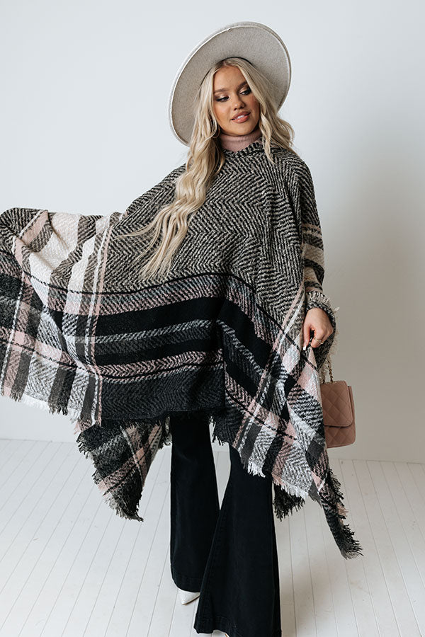 Cuddle Down Poncho In Black