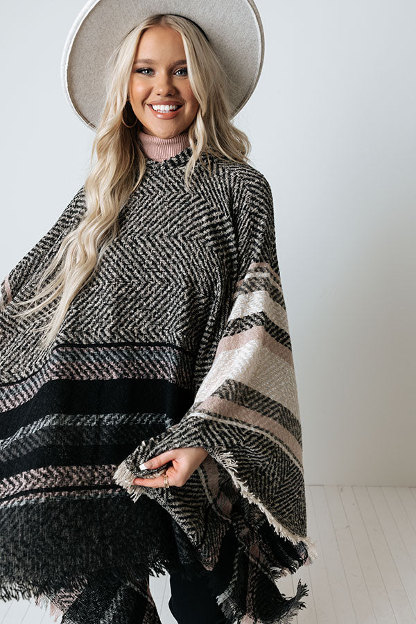 Cuddle Down Poncho In Black