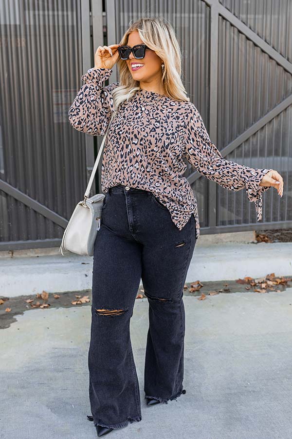 Expert Kindness Leopard Shift Top In Iced Latte Curves
