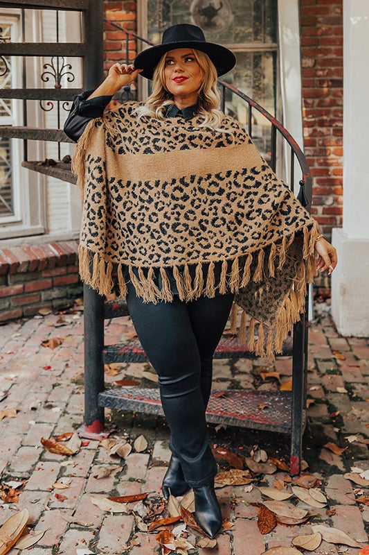 Bonfire Belle Leopard Poncho Curves