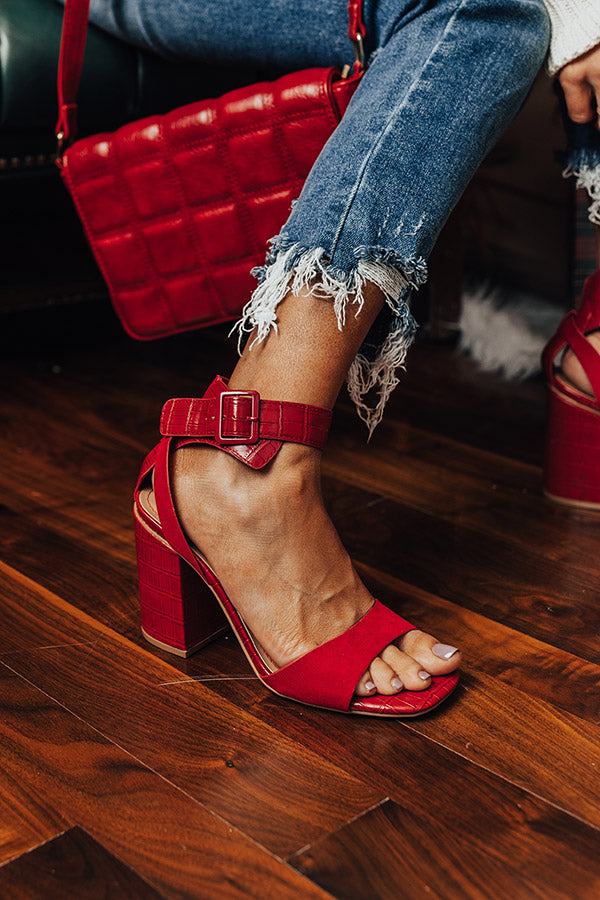 The Misti Faux Suede Heel In Red