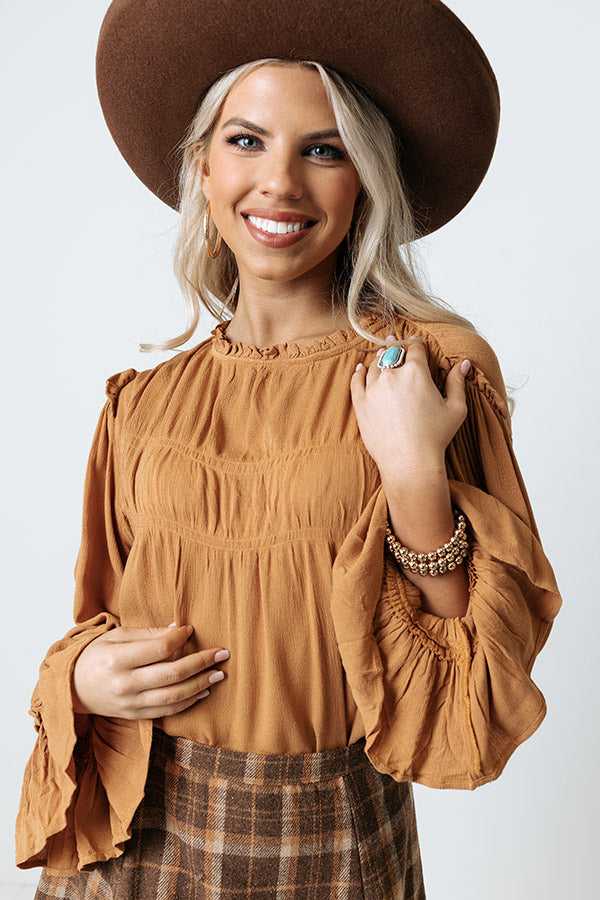 Stay The Course Shift Top In Camel