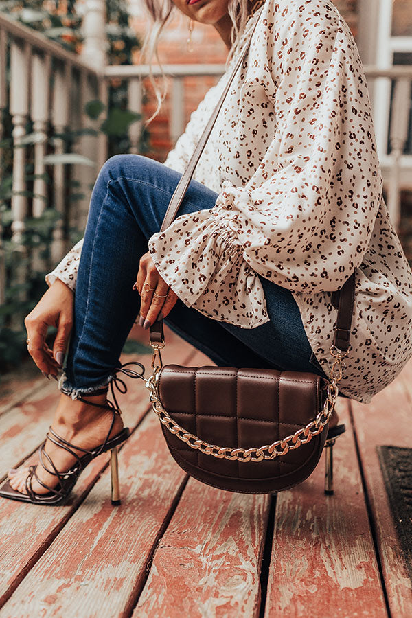 Chance At Love Faux Leather Crossbody In Chestnut