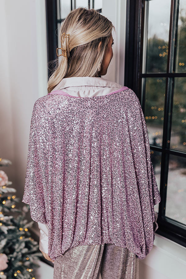 Ritzy Bliss Sequin Cardigan In Blush