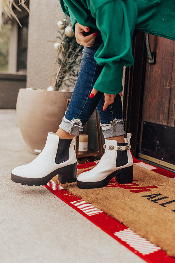 The Ozzy Faux Leather Bootie In White