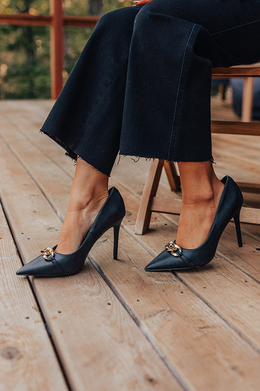 The Chantel Faux Leather Heel In Black