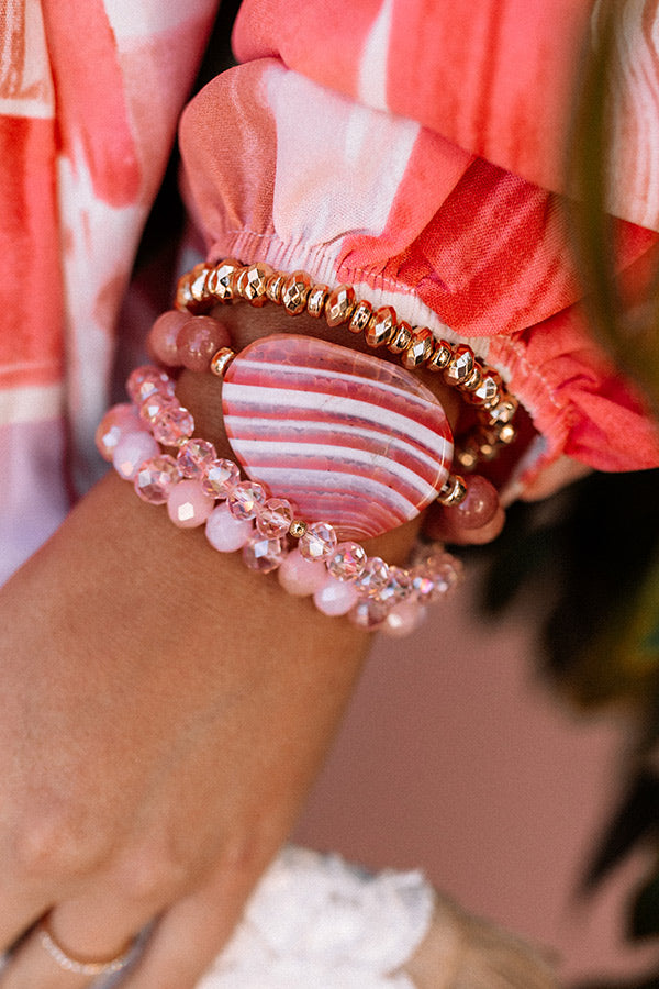Here to Party Semi Precious Bracelet Set in Pink