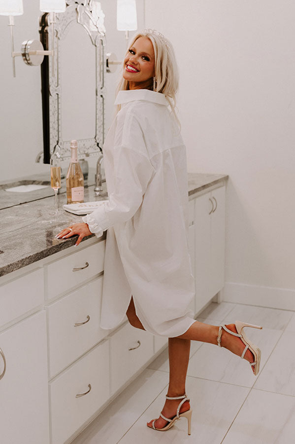 Born To Be Stylish Button Up Dress In White