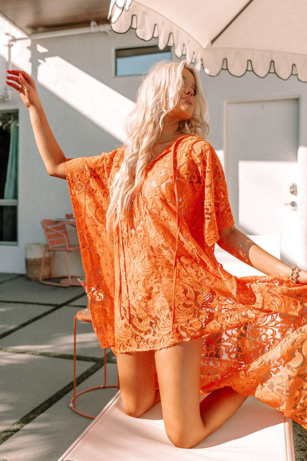 Palms Party Lace Tunic In Tangerine