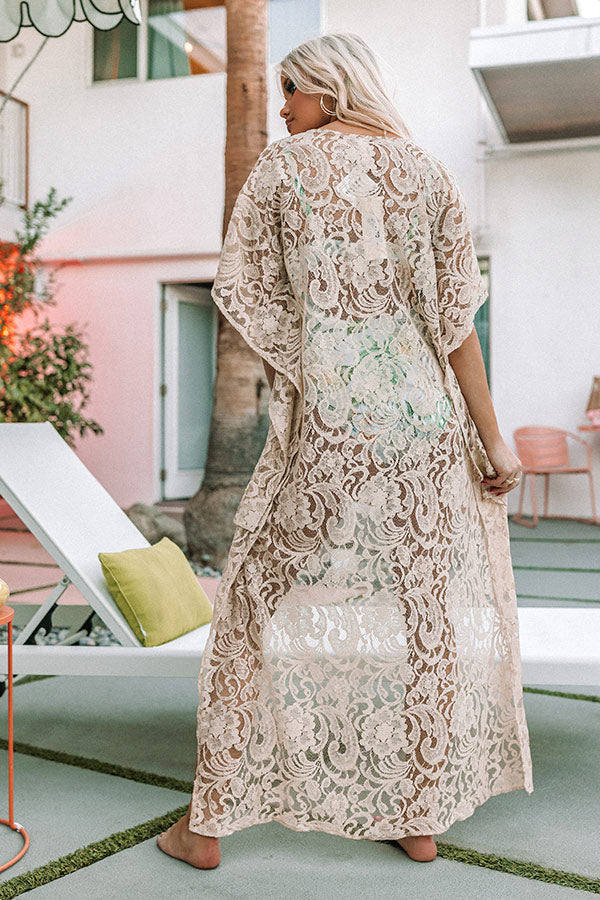 Palms Party Lace Tunic In Light Beige