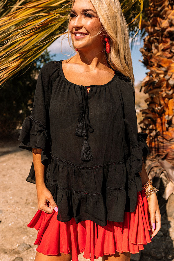 Moonlit Cabana Shift Top In Black