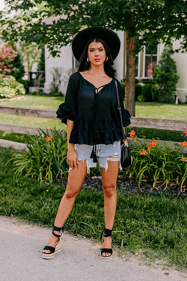 Moonlit Cabana Shift Top In Black