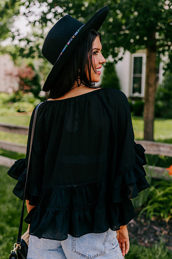Moonlit Cabana Shift Top In Black