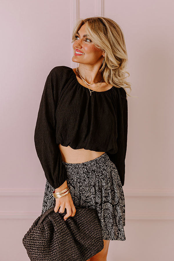 Scrolling By Crop Top In Black