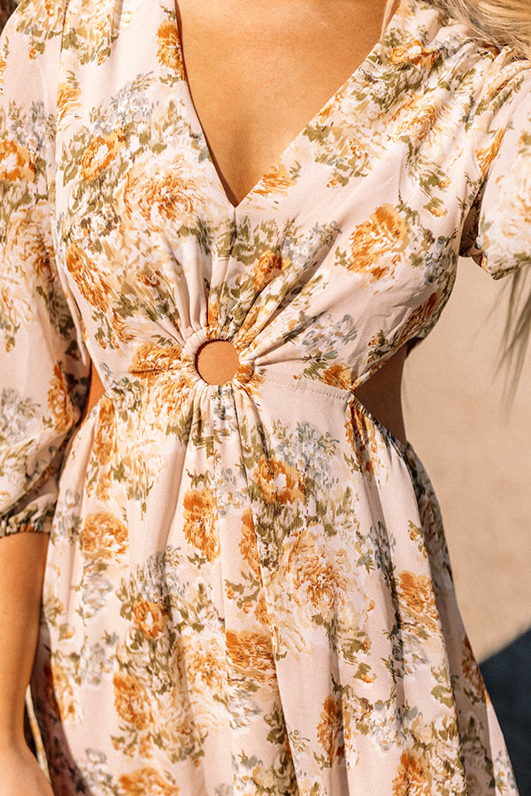 Just In Time Floral Cut Out Midi In Cream