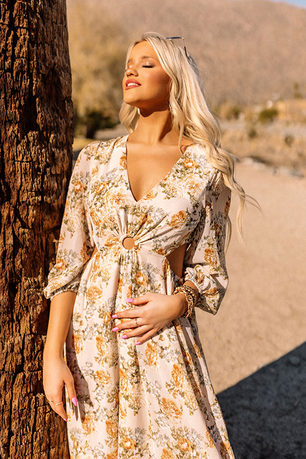 Just In Time Floral Cut Out Midi In Cream