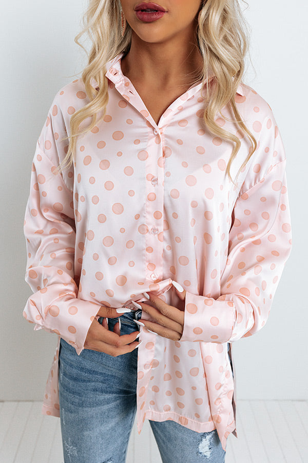 Busy In The City Polka Dot Top in Pink