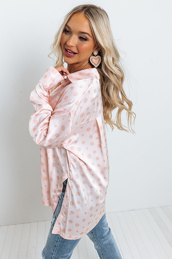 Busy In The City Polka Dot Top in Pink