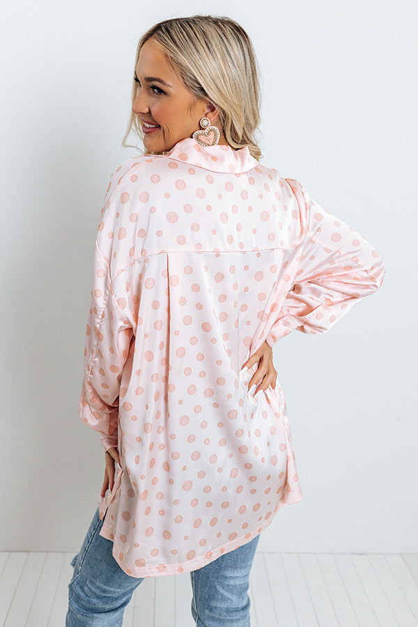 Busy In The City Polka Dot Top in Pink
