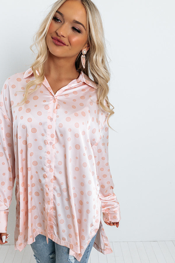Busy In The City Polka Dot Top in Pink