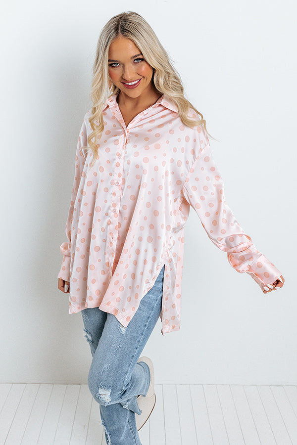 Busy In The City Polka Dot Top in Pink