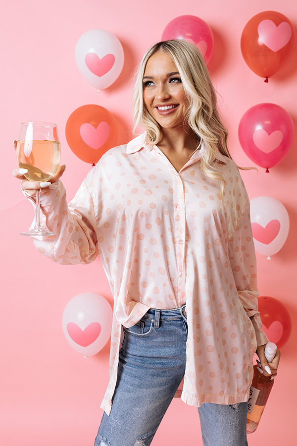Busy In The City Polka Dot Top in Pink
