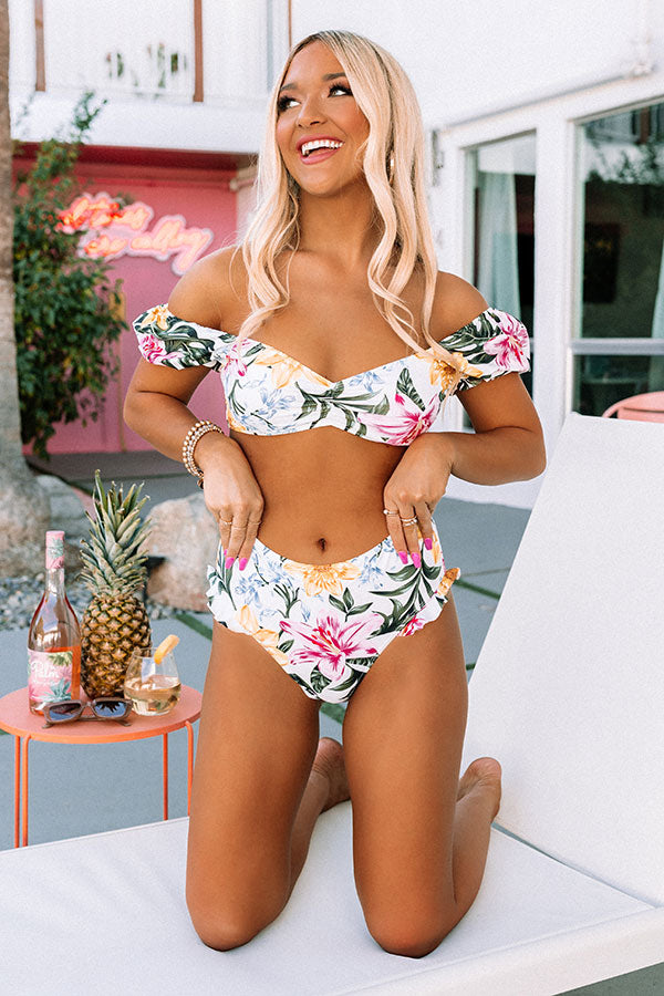 Beauty And Blooms High Waist Bikini Bottom in White