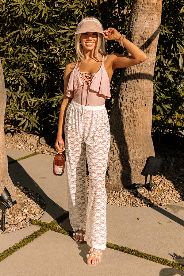 Cabana Hour Lace Cover Up Pants in White