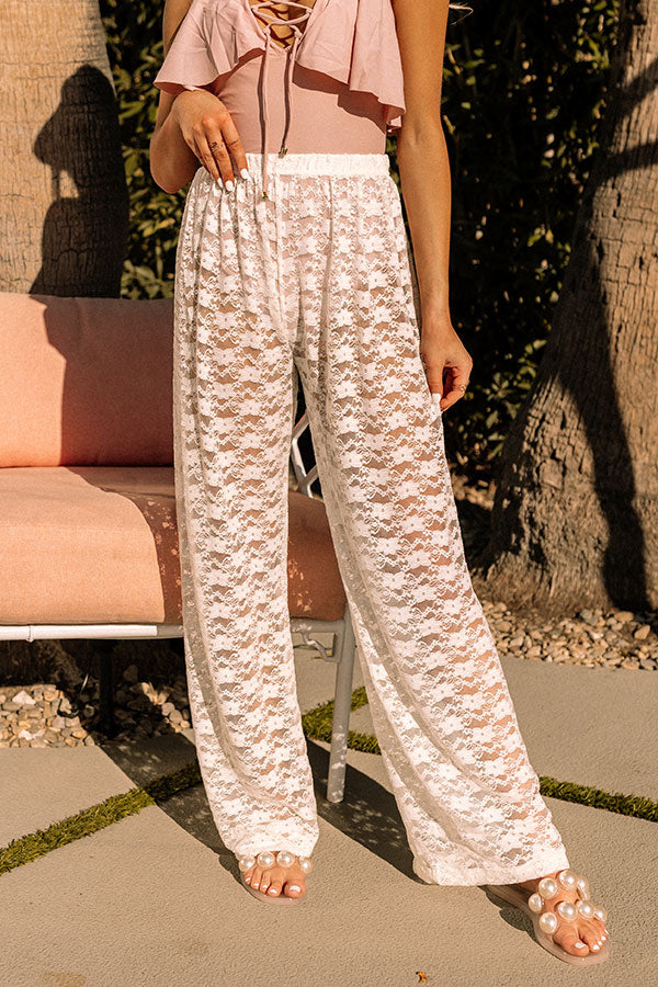 Cabana Hour Lace Cover Up Pants in White