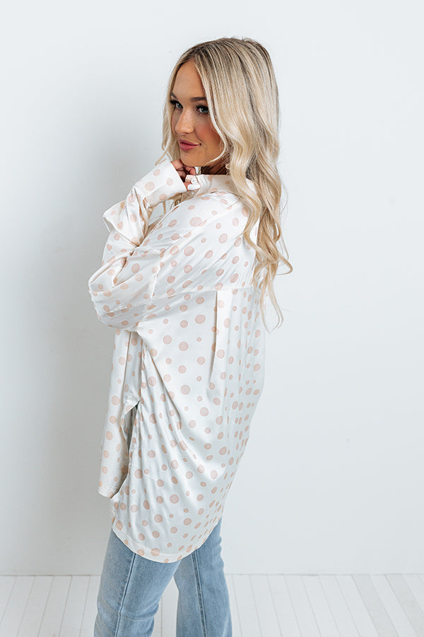 Busy In The City Polka Dot Top in Cream