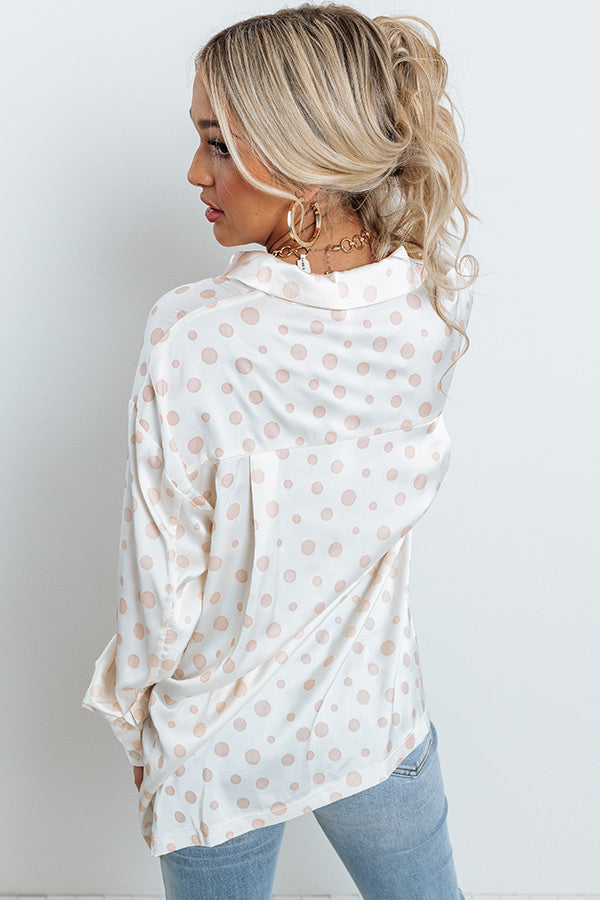 Busy In The City Polka Dot Top in Cream
