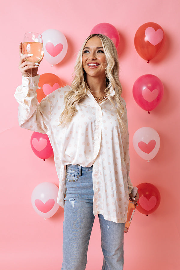 Busy In The City Polka Dot Top in Cream