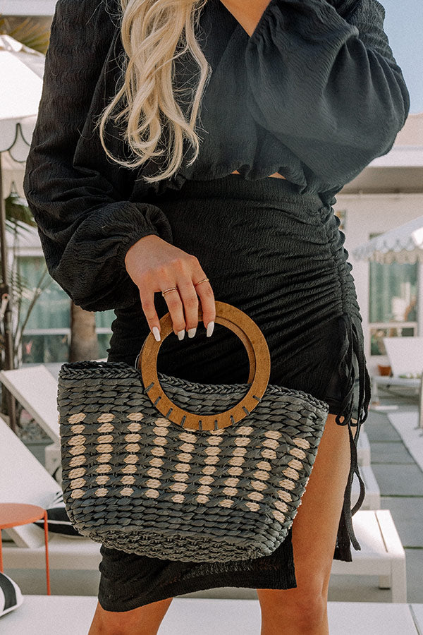 Barbados Bound Raffia Bag In Black