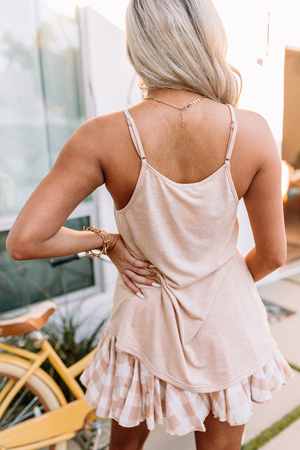 Beachy Bonding Shift Tank In Iced Latte