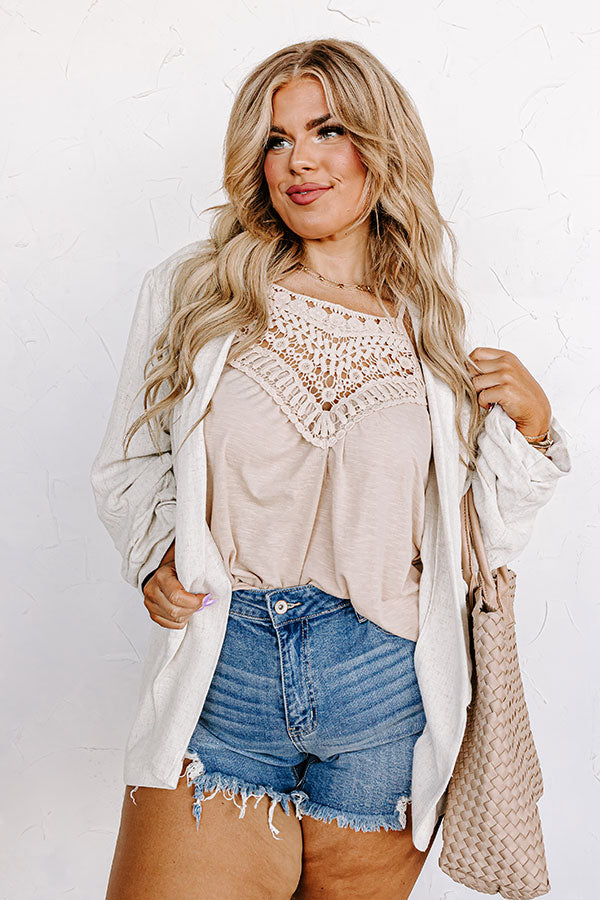 Beachy Bonding Shift Tank In Iced Latte