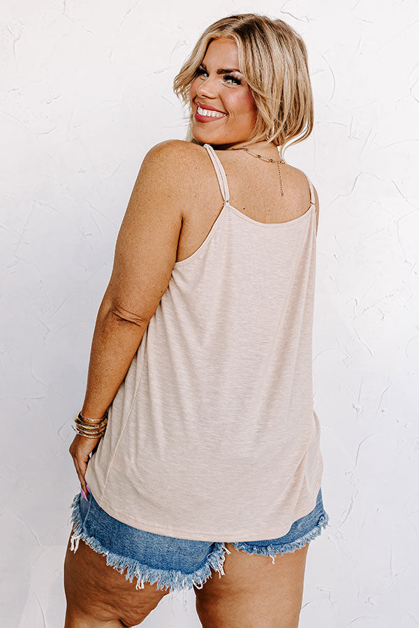 Beachy Bonding Shift Tank In Iced Latte