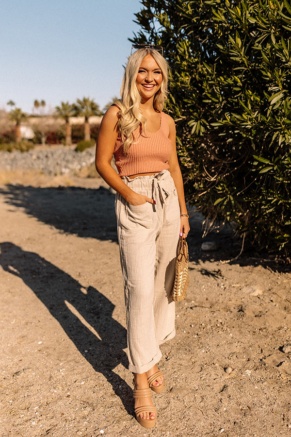Desert Days Ribbed Tank In Latte