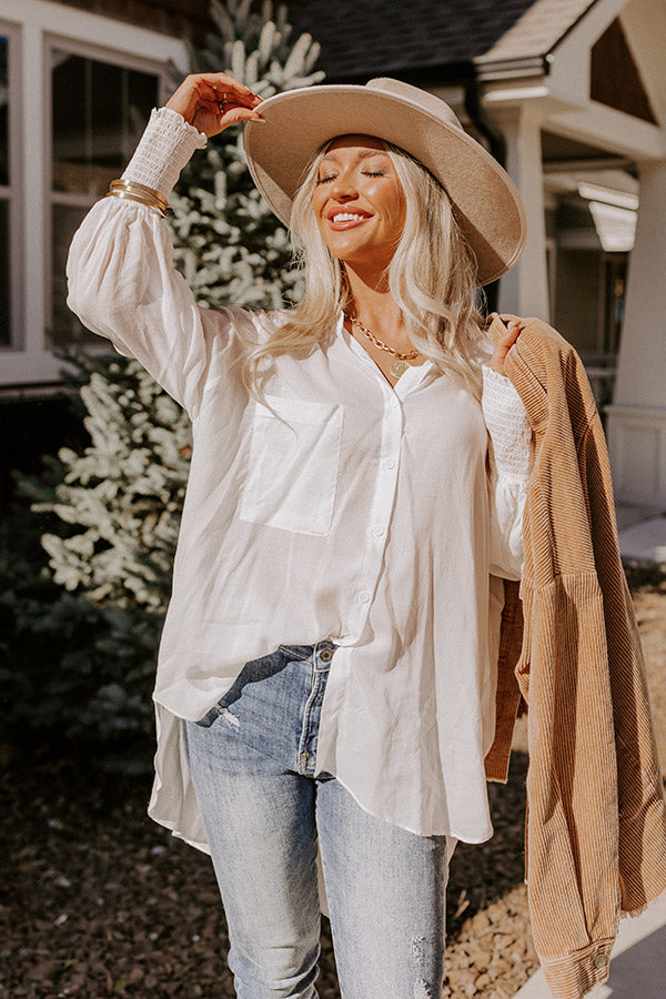 Class And Charm Button Up Top in Ivory