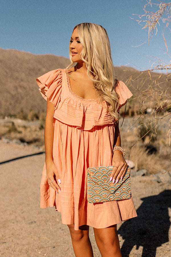 Coastal Effect Shift Dress In Peach