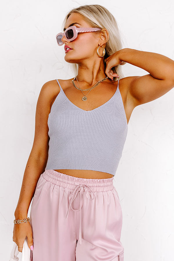 Inspiration On Overdrive Ribbed Crop Tank In Light Periwinkle
