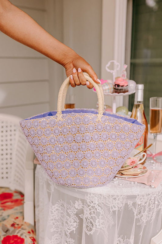 Sun And Fun Woven Bag In Lavender